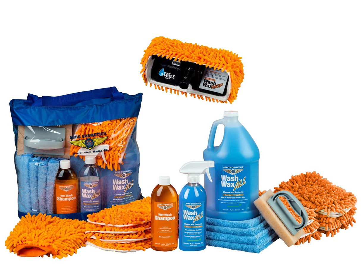 Wet or Waterless Mop Kit 10" w/ Easy Reach Shur-Line Pole for RVs & Aircraft