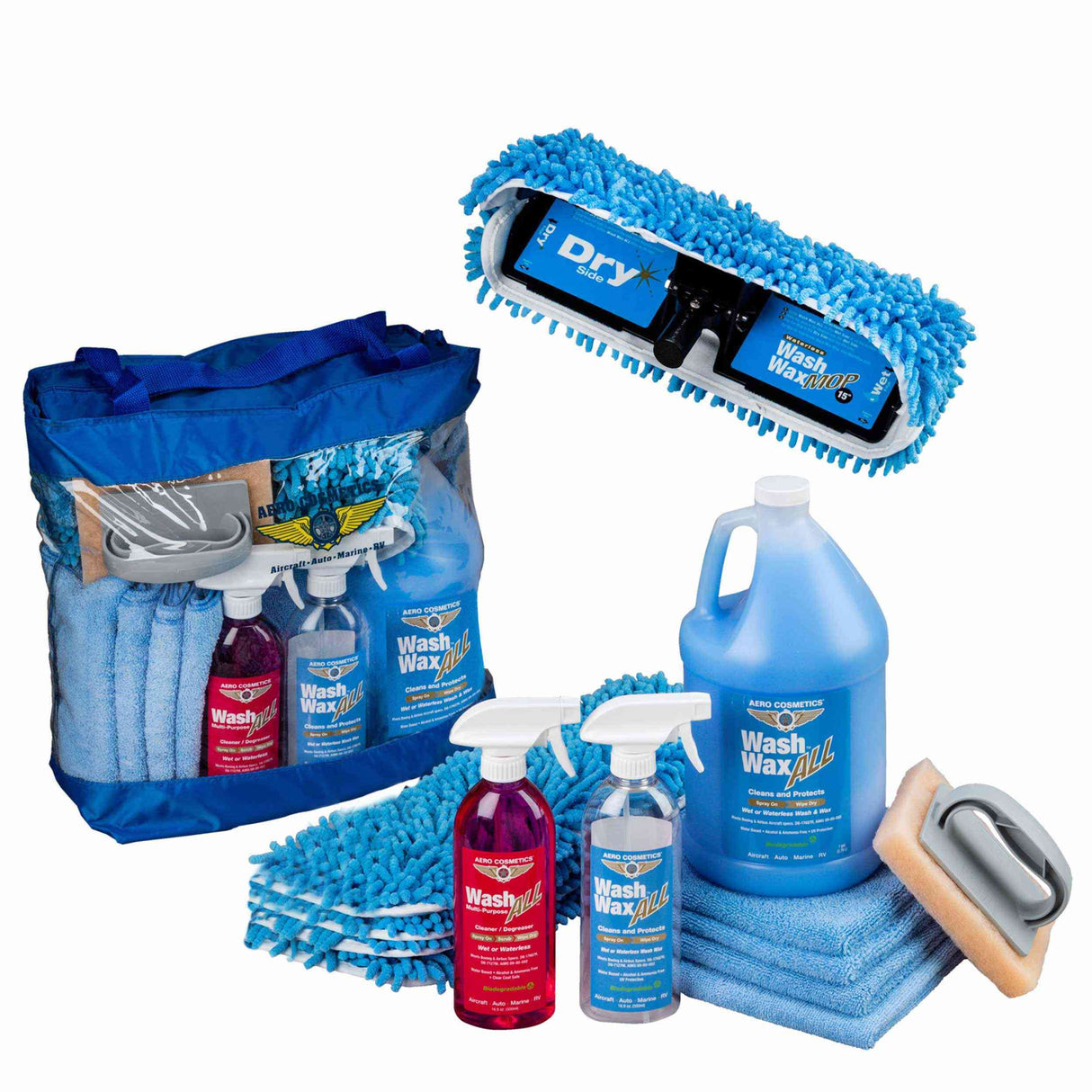 Waterless Mop Kit 15" w/ Easy Reach Shur-Line Pole for RVs & Aircraft